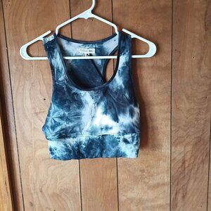 Cotton Bleu Blue White Tie Dye Padded Sports Bra Wireless Size S/M